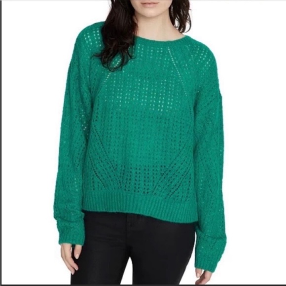 Sanctuary Hole in One Pointelle Sweater in Emerald NWT - Picture 2 of 6
